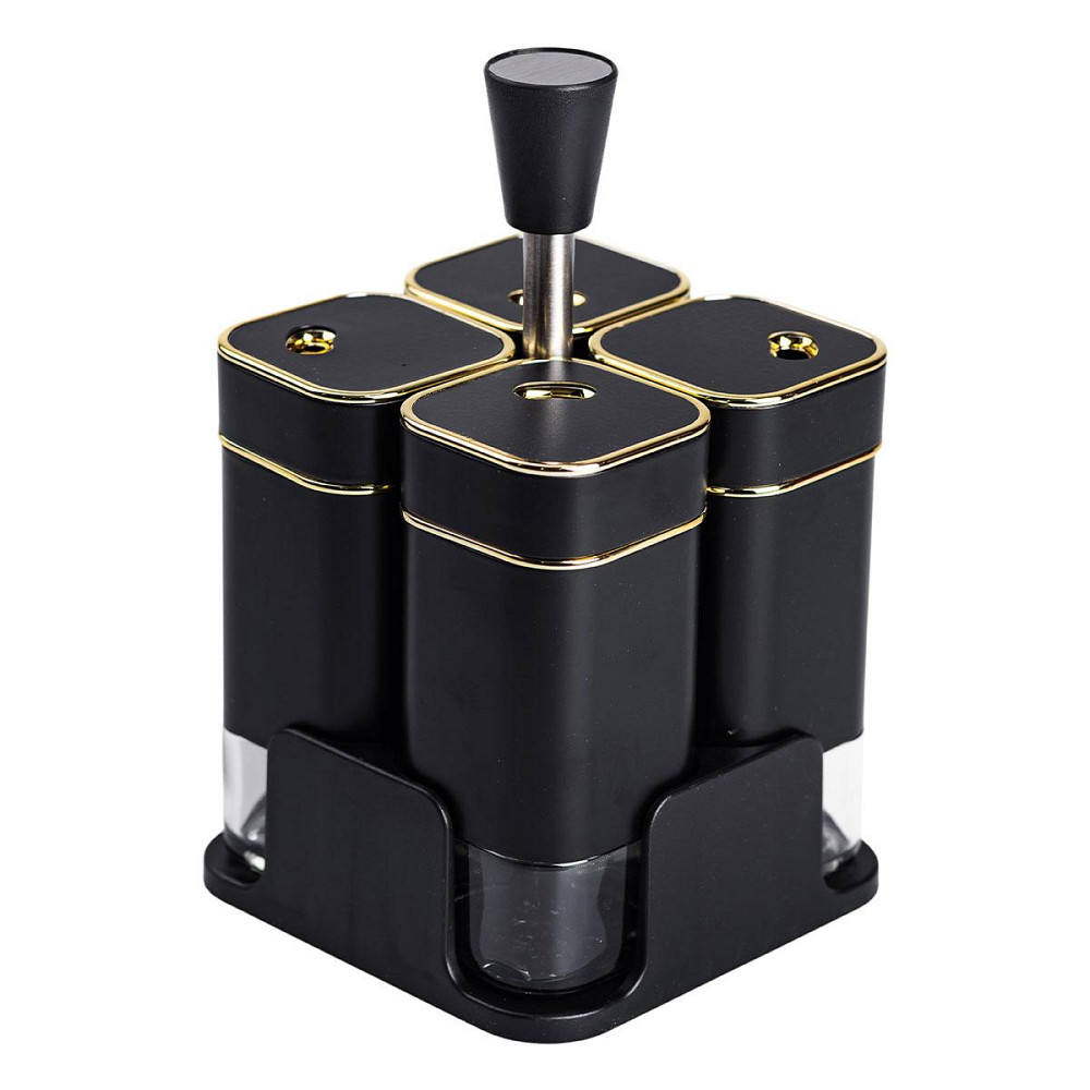 Набор для специй на подставке 4 предмета 10х10х17 см емкости для приправ 120 мл Черний HP-1306 Киев - изображение 4