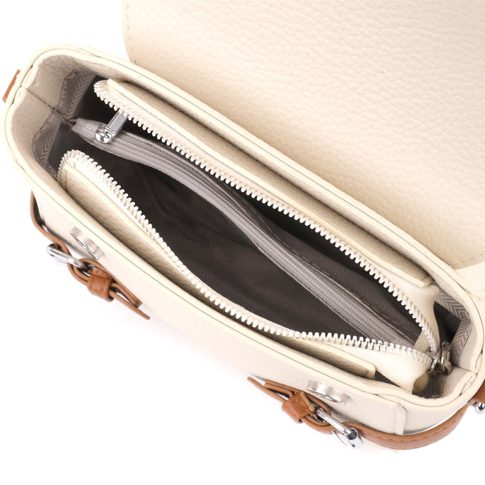 Елегантна жіноча сумка з екошкіри Vintage sale_15146 Бежевий Київ - фото 6