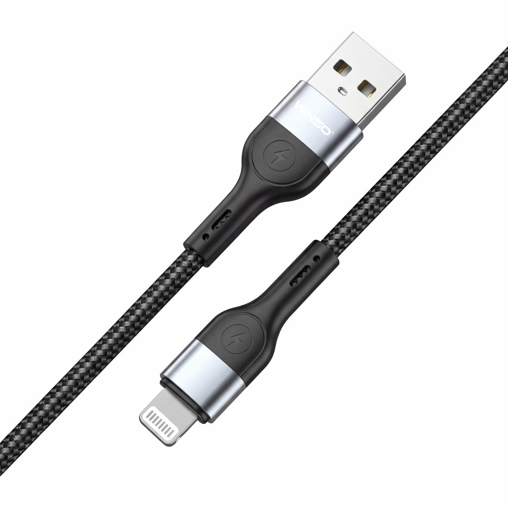 Кабель Winso Pro USB to Lightning TPE+плетіння 1м чорний Львів - фото 2