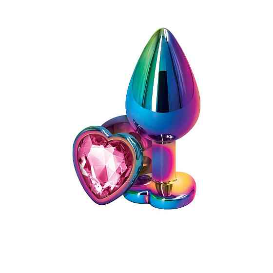 Анальна пробка NS Novelties Rear Assets — Multicolor Heart — Medium — Pink Sex Aura Київ