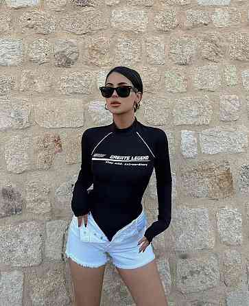 Женский базовый боди со стойкой под горло микродайвинг Черный, 46/48 Одесса