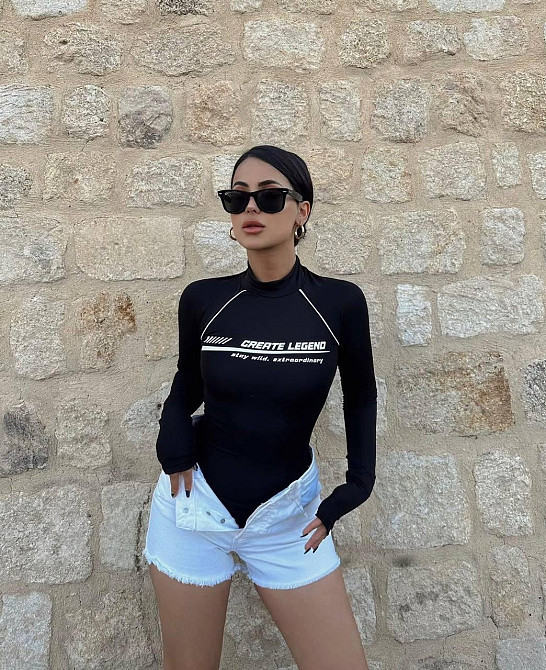 Женский базовый боди со стойкой под горло микродайвинг Черный, 46/48 Одесса - изображение 1