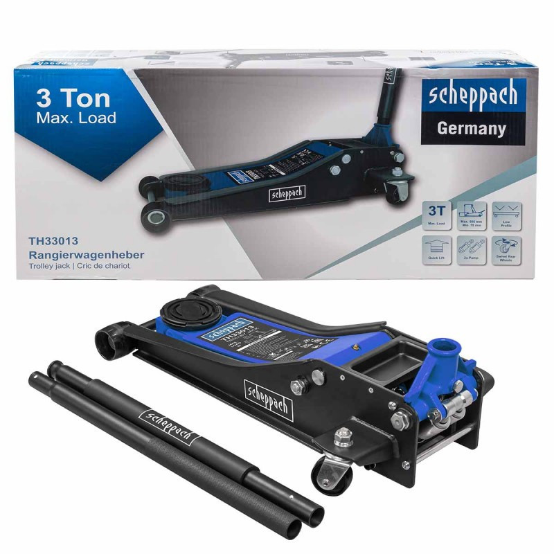Домкрат підкатний низькопрофільний двоплунжерний 3 т (h min 75 мм, h max 505 мм) SCHEPPACH SCH-TH33013 Одеса - фото 9