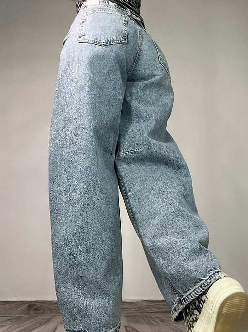 Джинси жіночі Its Basic 3140 skater balon широкі банани затяжка на талії блакитні, блакитний, 38, 38, 85 см, 114 см Київ - фото 3