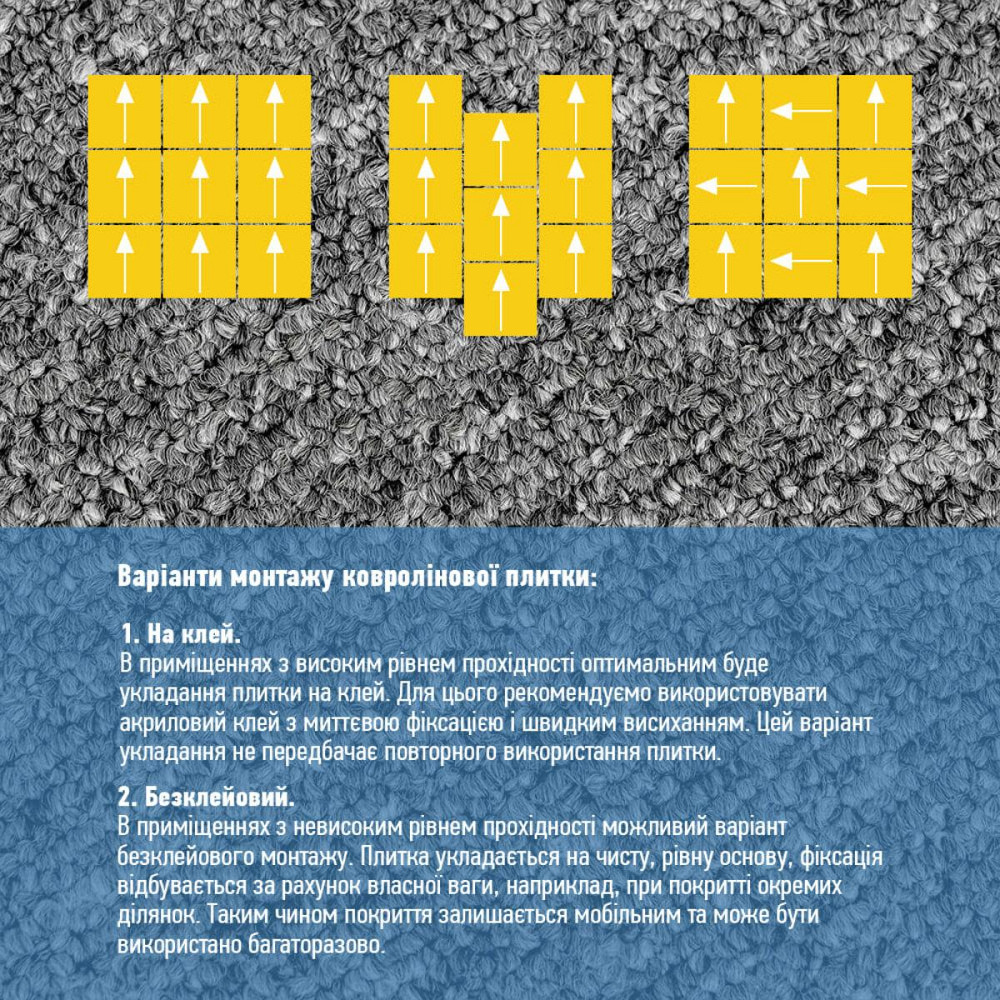 Плитка під ковролін без клейового шару 500х500х3мм Графіт SW-00002709 Київ - фото 5
