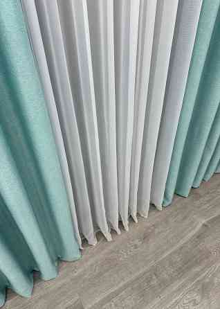 Шторна тканина Шеніл однотонний колір світло-бірюзовий 1697ш Київ