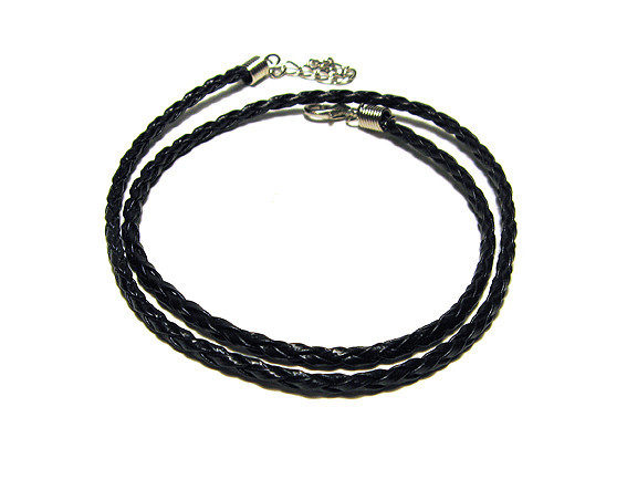 Шнурок шкіряний чорний плетіння біжутерія Київ - фото 1