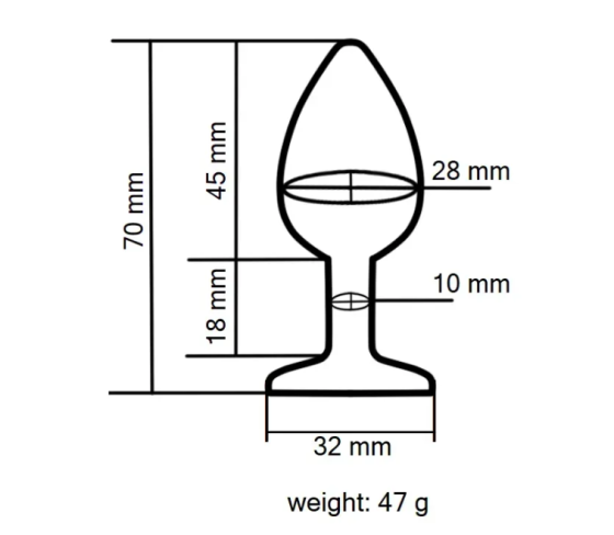 Анальна пробка із кристалом EGZO - Silver Round Plug Black size S Sex Aura Київ