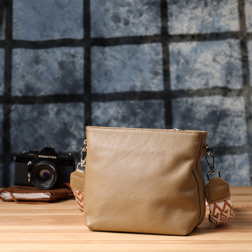 Женская кожаная сумка на плечо для повседневной носки Vintage 22912 Бежевый Киев - изображение 9