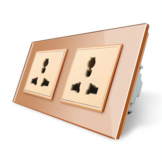 Розетка двомісна універсальна Livolo золотий скло (VL-C7FCT22-4AP) Коломыя