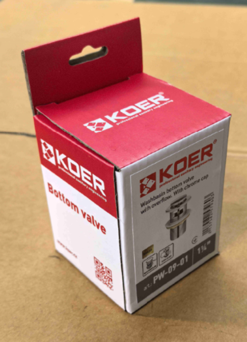 Донный клапан для раковины Koer PW-09-01 1 1/4'' с переливом автоматический СLICK-СLACK (Цвет хром) (KR5796) Киев - изображение 6