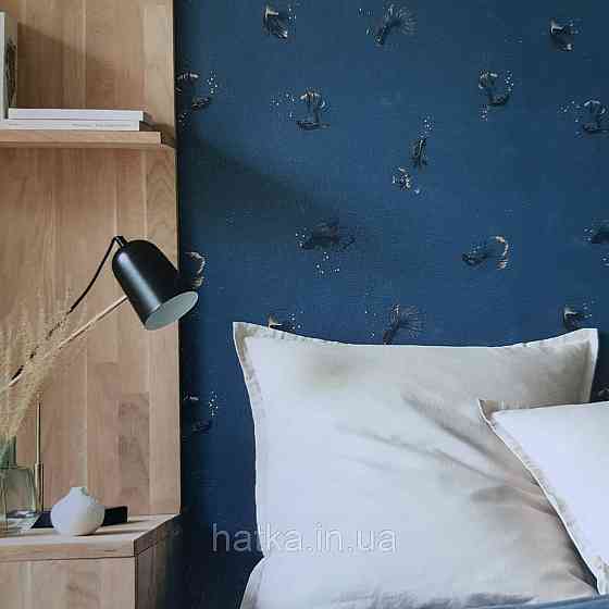 Шпалери вінілові на флізелін Caselio The Place to bed 0.53х10 м золота рибка чорна на темно синьому тлі Київ