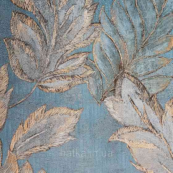 Шпалери метрові вінілові на флізелін 24 Carati Cristiana Masi листя великі структурні смарагдові з золотом Київ