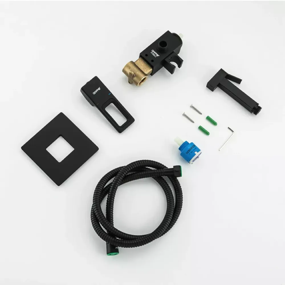 Гігієнічний душ прихованого монтажу GAPPO G7217-6 чорний Київ - фото 7