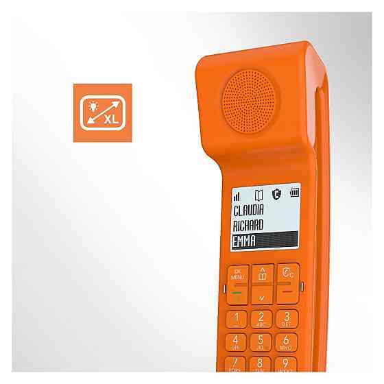 Телефон бездротовий Alcatel ePure Iconic DECT помаранчевий великий дисплей 3 рядки блокування викликів телефонна книга 100 Київ