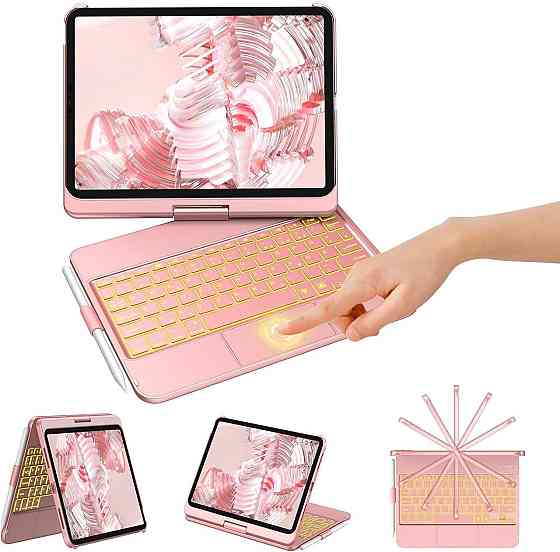 Чохол-клавіатура Bluetooth для iPad 10 (2022/11-го покоління) A16 2025 (10,9/11 дюймів) з тачпадом, обертанням на 360° та підсвітк Дніпро