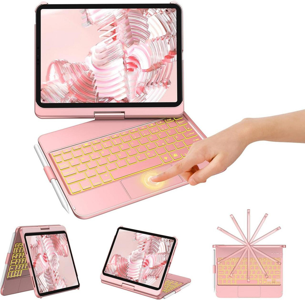 Чехол-клавиатура Bluetooth для iPad 10 (2022/11-го поколения) A16 2025 (10,9/11 дюймов) с тачпадом, вращением на 360° и подсветкой Днепр - изображение 1