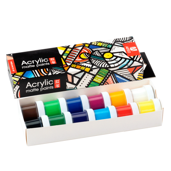 Набір акрилових фарб Geometric матовий 12×10мл Arteo Київ