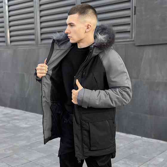 Парка чоловіча зимова з капюшоном Pobedov Seniora Udacha Gray Київ