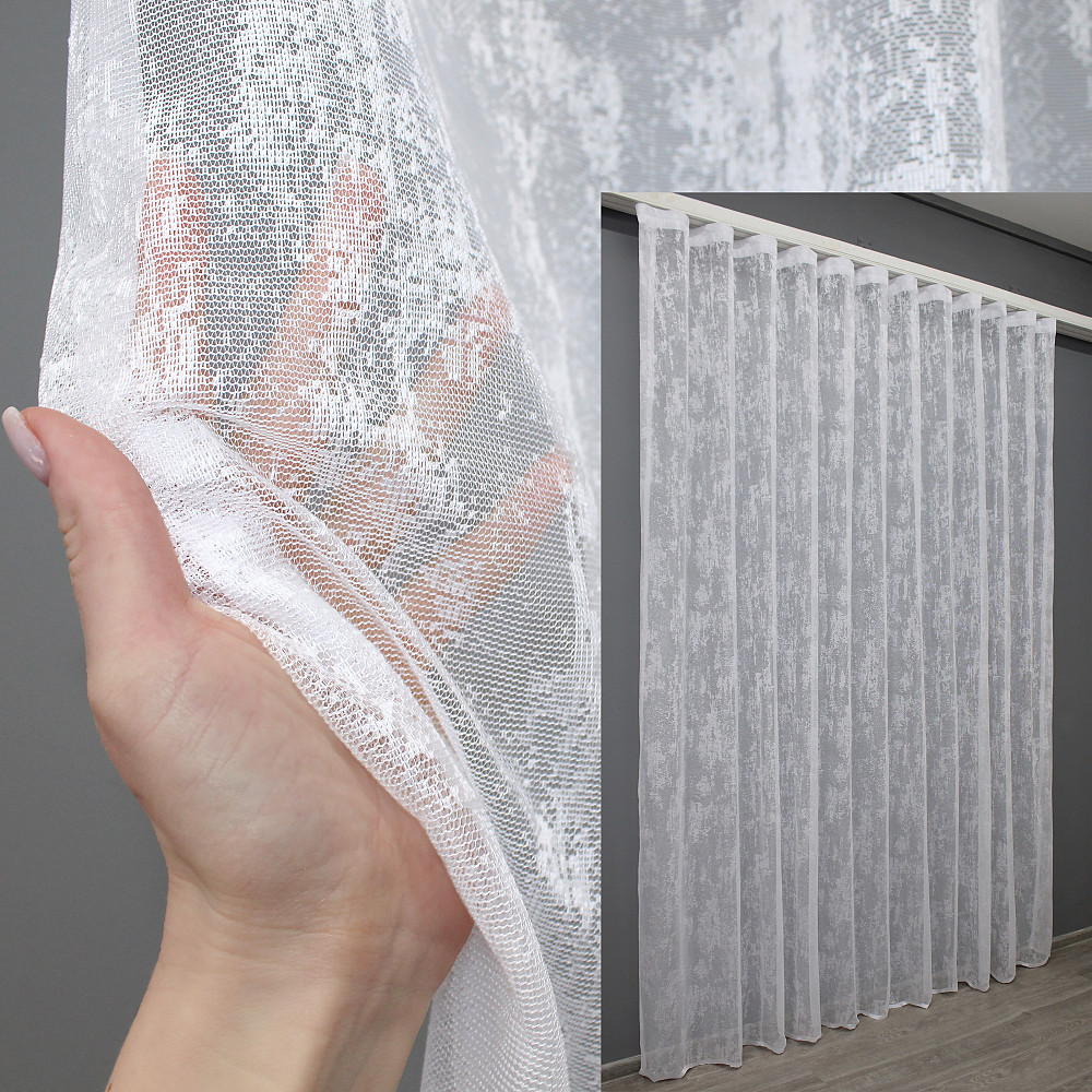 Тюль VR-Textil 1400т Мрамор Жаккард Белый 400х250 см (43-126) Киев - изображение 1