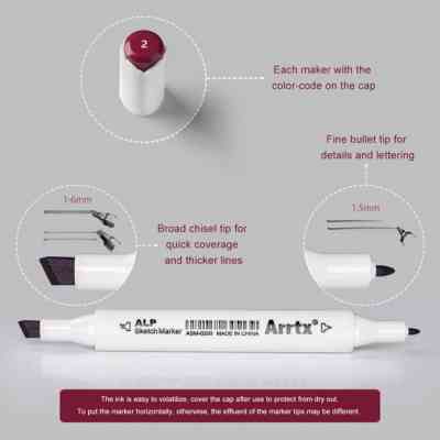 Художественный маркер Arrtx Спиртовые Alp ASM-02RD 24 цвета Красные оттенки (LC302253) Винница