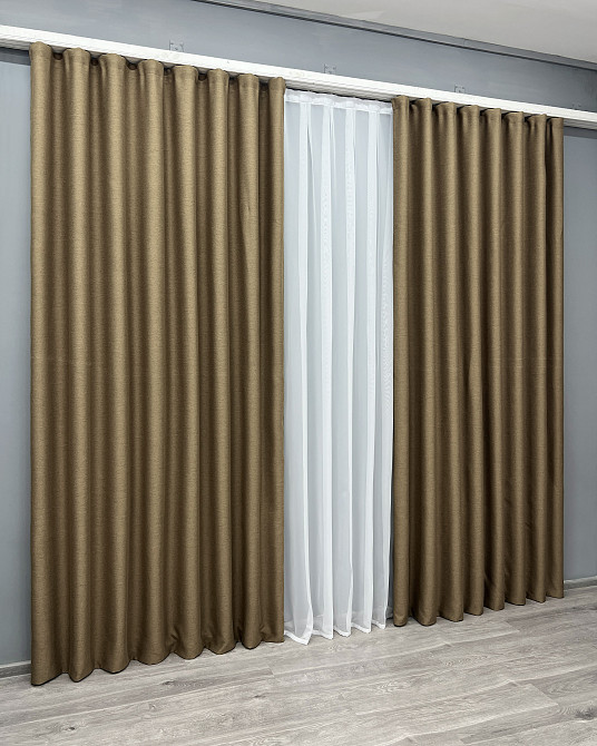 Комплект готових штор VR-Textil Блекаут двосторонній Eclipsе № 1795ш Мигдальний 200х270 см 2 шт (32-112) Київ - фото 12