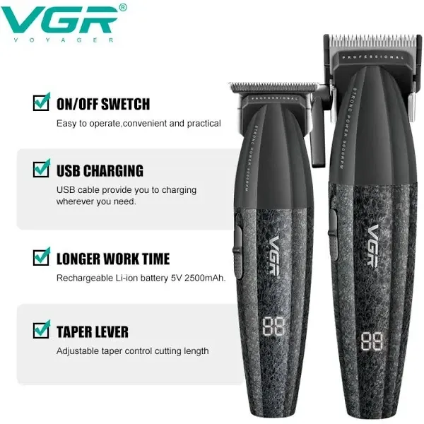 НАБОР 2 В 1 Профессиональная Машинка для стрижки VGR V-640 9 сменных насадок  аккумуляторная Одесса - изображение 3