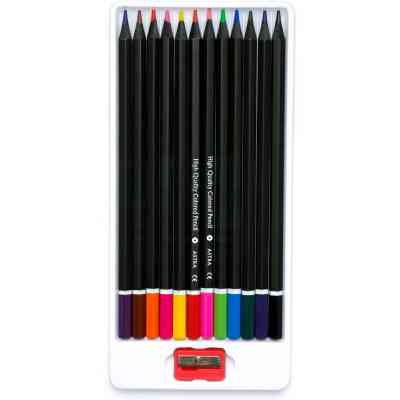 Карандаши цветные Школярик Шестигранные С черного дерева С точилкой 12 цветов (312114001-UA) Винница