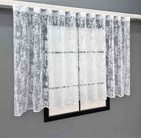 Тюль VR-Textil 1600т Жаккард Мрамор Высотой 120 см Белый 400х120 см (40-203) Киев