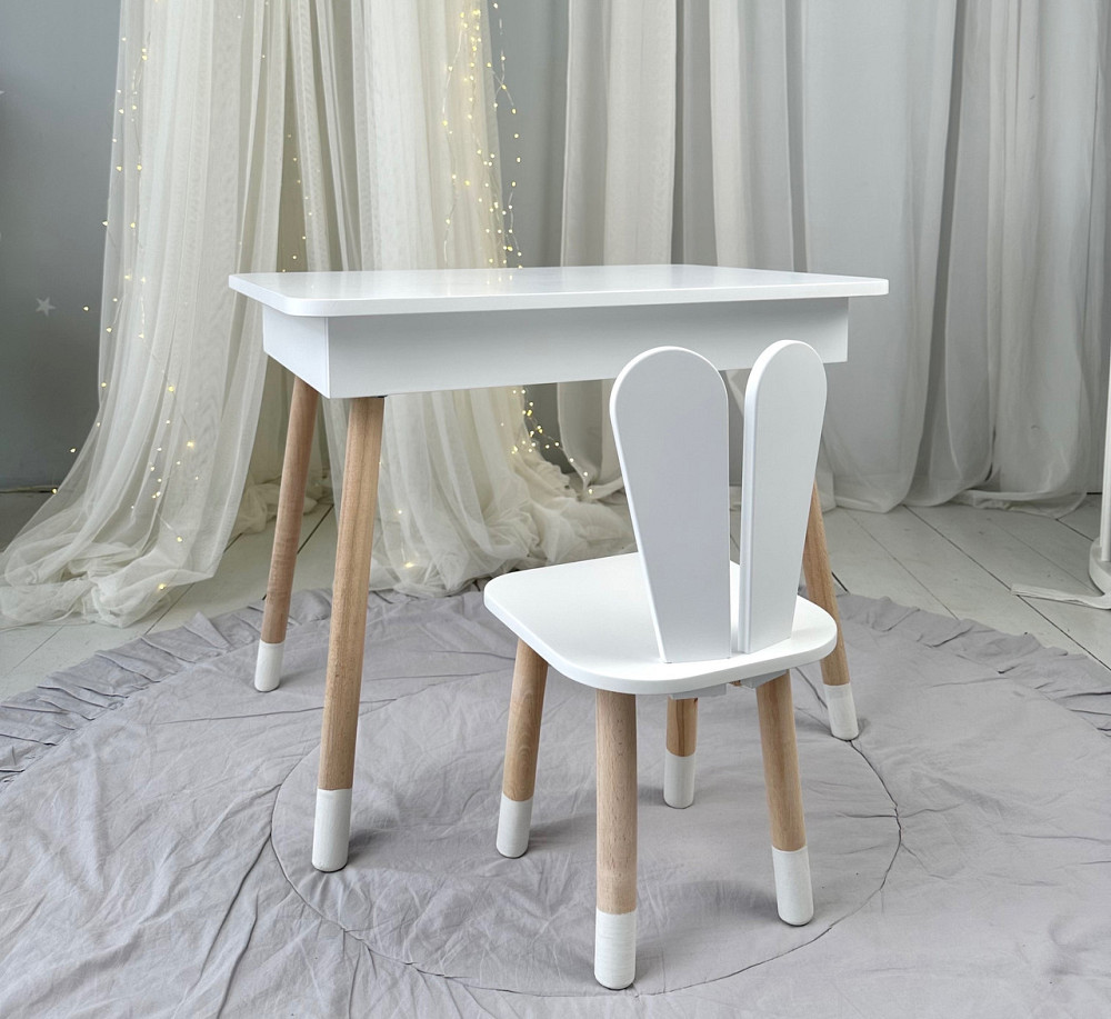Дитячий столик зі стільчиком "Зайчик", білий Київ - фото 2