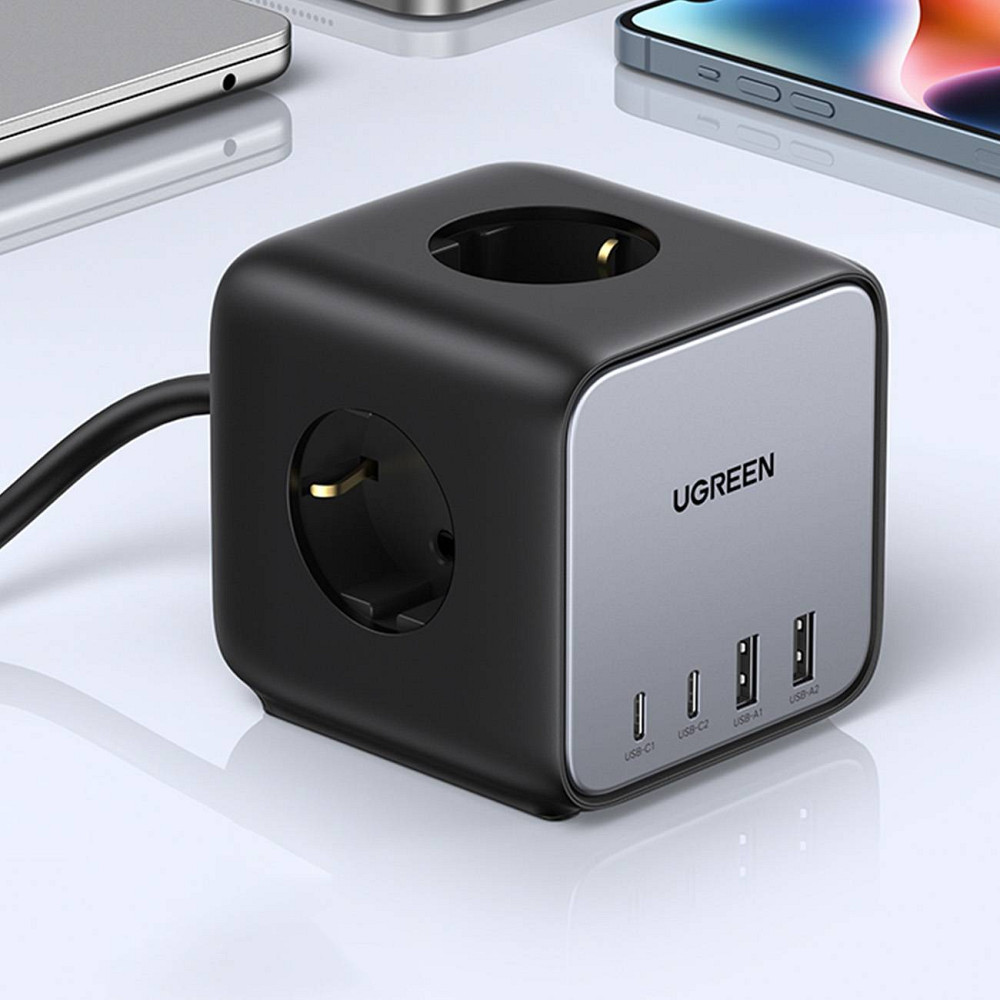 Зарядний пристрій 4xUSB 65W (2хUSB-C+2xUSB-A + 2хSchuko) DigiNest Cube Power Strip CD268 Ugreen Винница - изображение 4