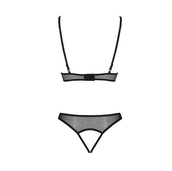 Комплект із бралету з ажурним ліфом та відкритими трусиками Passion CHRISTA SET Open Bra L/XL black Sex Aura Київ