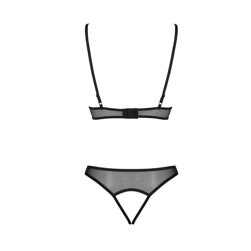 Комплект із бралету з ажурним ліфом та відкритими трусиками Passion CHRISTA SET Open Bra L/XL black Sex Aura Київ - фото 4
