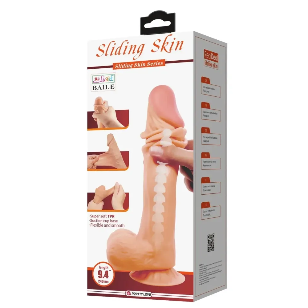 Фаллоимитатор на присоске, с хребтом и эффектом скользящей кожи LyBaile - Flesh Sliding Skin 9,4”, Sex Aura Киев - изображение 10