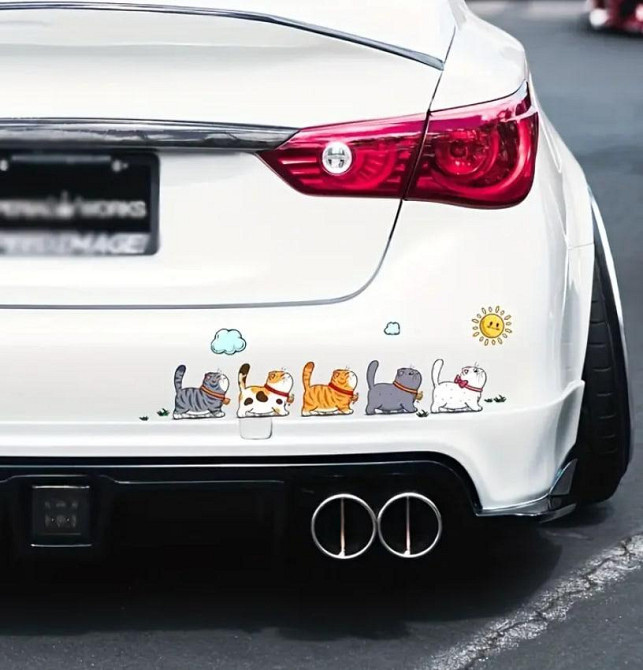 Водонепроницаемая виниловая наклейка с 5 котами — для авто, ноутбука, стекла. Киев - изображение 4