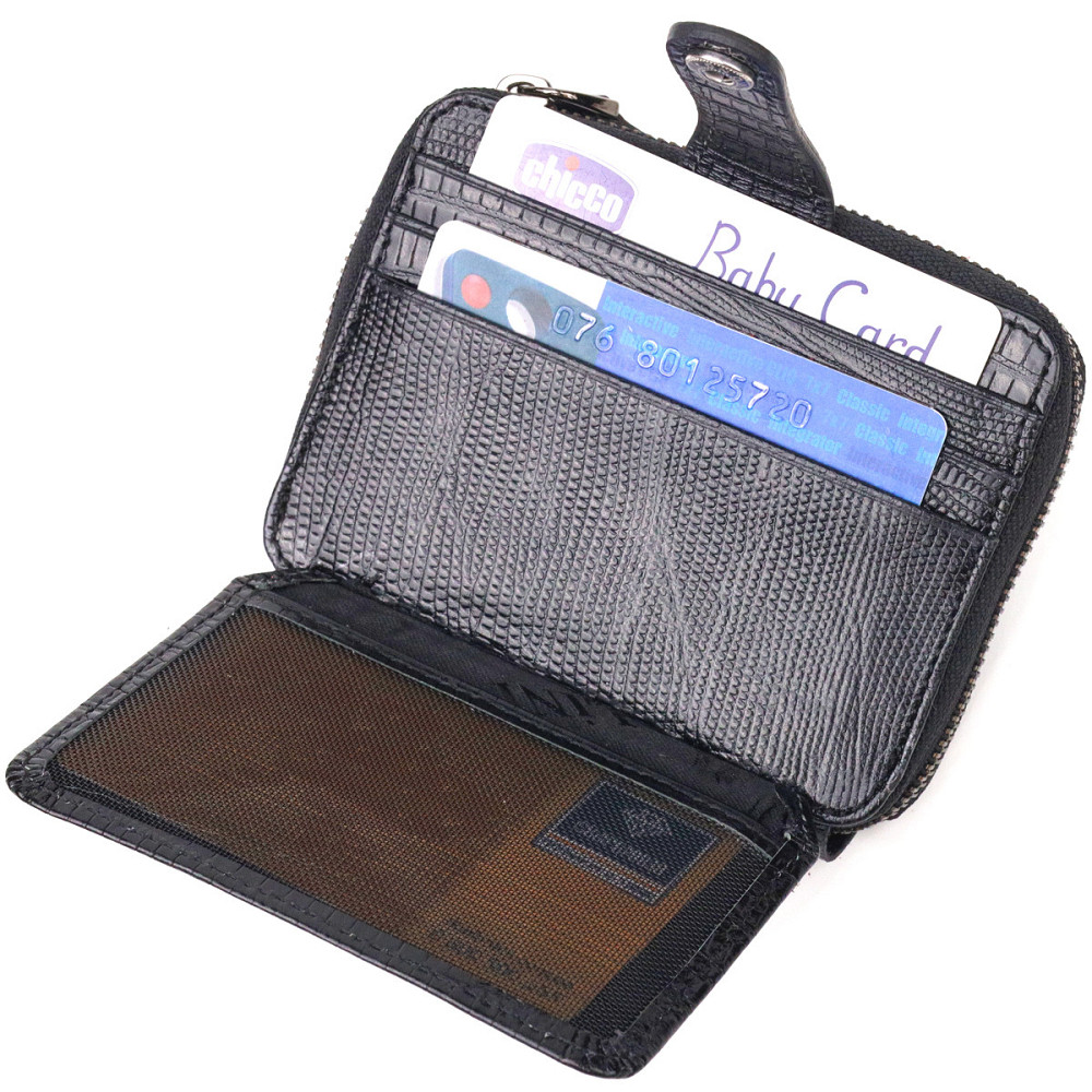 Практичне портмоне з натуральної фактурної шкіри CANPELLINI 21494 Чорне Київ - фото 6