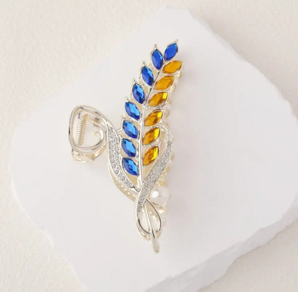 Заколка-крабік колосок в патріотичному стилі Смела - изображение 1