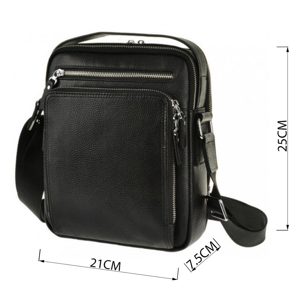 Сумка мессенджер Vintage 14578 кожаная Черная Киев - изображение 3