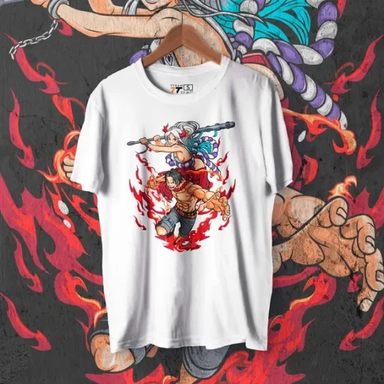 Футболка мужская с принтом Ван Пис Ейс і Ямато Размер 48 Anime0164 Днепр