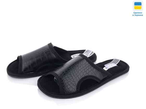 Чоловічі чорні тапочки з відкритим носком "PaGo" модель Пітон – комфорт і стиль для дому та вулиці Одеса