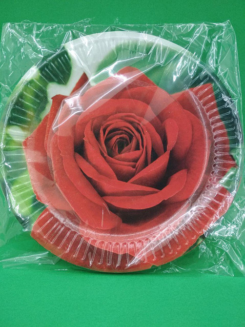 Паперова тарілка з малюнком 18см"№ 13"Червона Троянда 10шт (1 пач.) Харків - фото 1