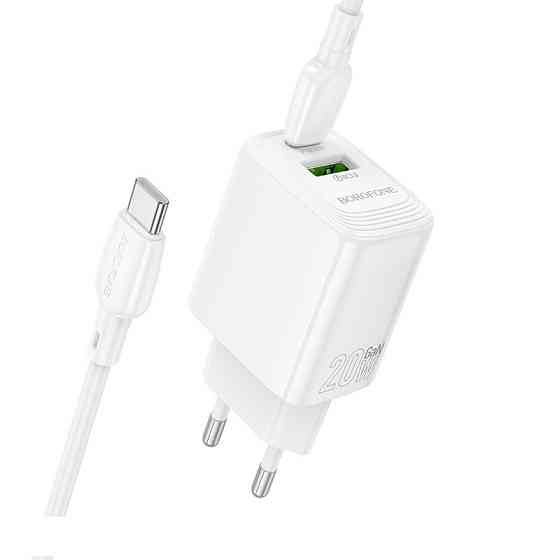 Мережевий зарядний пристрій BOROFONE BN27 Fuente PD20W+QC3.0 charger (EU) White Одеса
