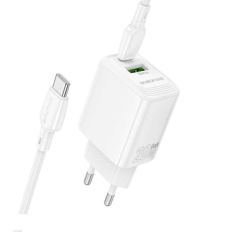 Мережевий зарядний пристрій BOROFONE BN27 Fuente PD20W+QC3.0 charger (EU) White Одеса - фото 3