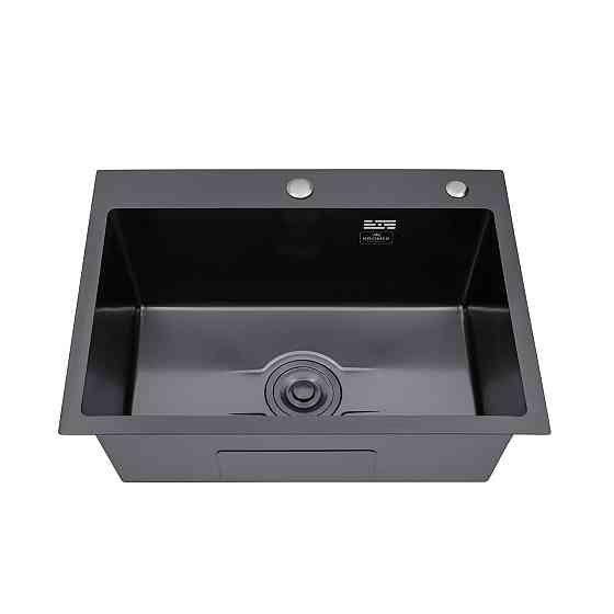 Кухонная мойка с нержавеющей стали Kroner KRP Derby - 58х43HM PVD (2,5/0,5) черная Киев