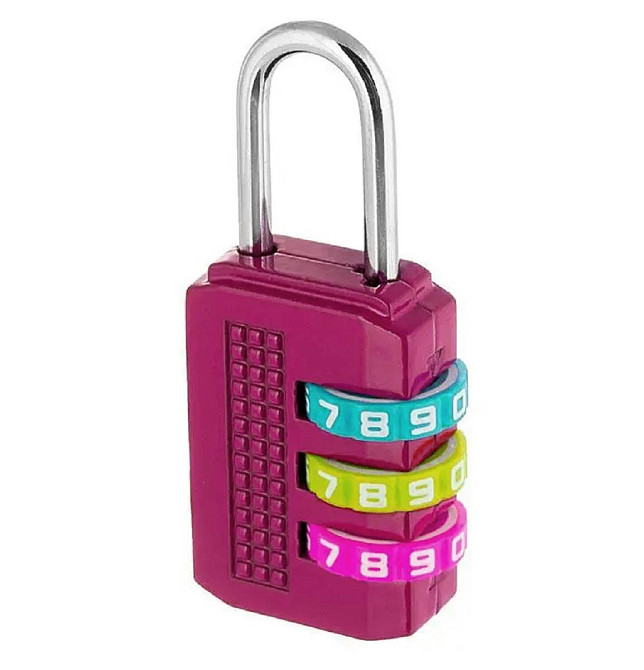 Замок навісний 23 мм з кодом фіолетовий Київ - фото 1