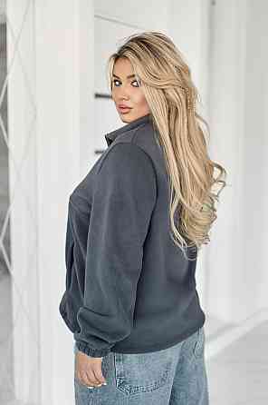 Флісова жіноча кофта на блискавці Jacket" | Норма та батал Графіт, 46-48 Київ