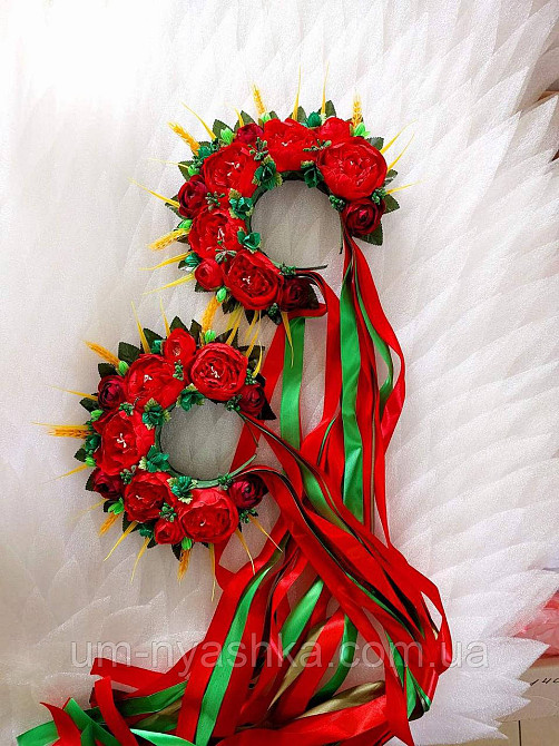 Віночок ободок з квітами "Сценічний зі стрічками" Кривий Ріг - фото 1