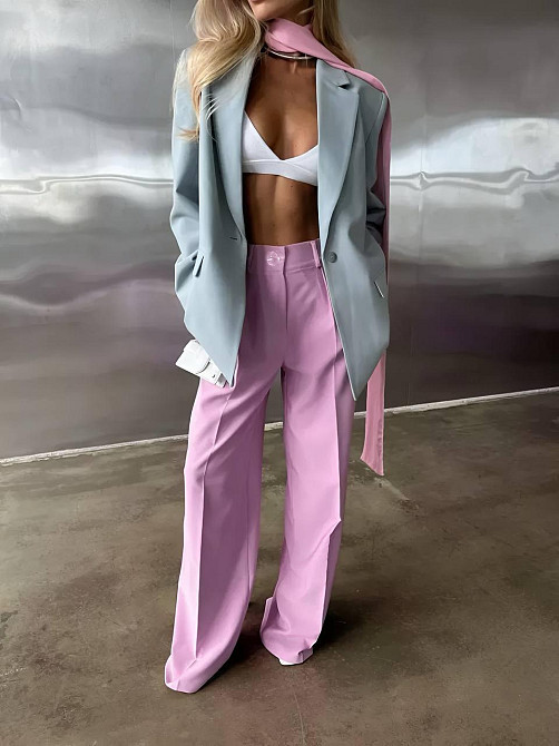 Женские базовые брюки палаццо костюмка 46/48, Розовый Одесса - изображение 2