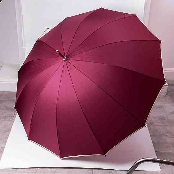 Класична парасолька-тростина з чохлом напівавтомат з поліестеру міцна надійна 12 спиць діаметр 120 см Червоний HP-23-16R Коломия
