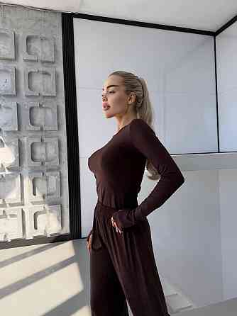 Жіночий прогулянковий костюм-двійка турецький віскоза Шоколад Одеса